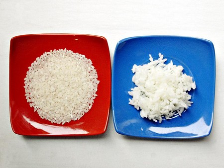 Сырой и отварной рис